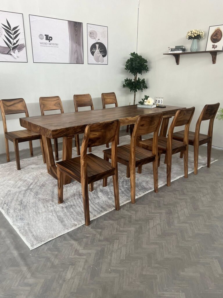Ghế Ăn Gỗ Me Tây Tựa Xéo