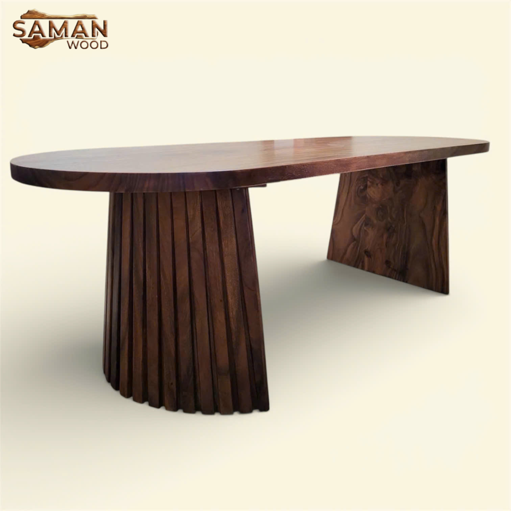 Bàn Oval Hiện Đại Gỗ Tự Nhiên Nguyên Tấm 2200x800x50mm