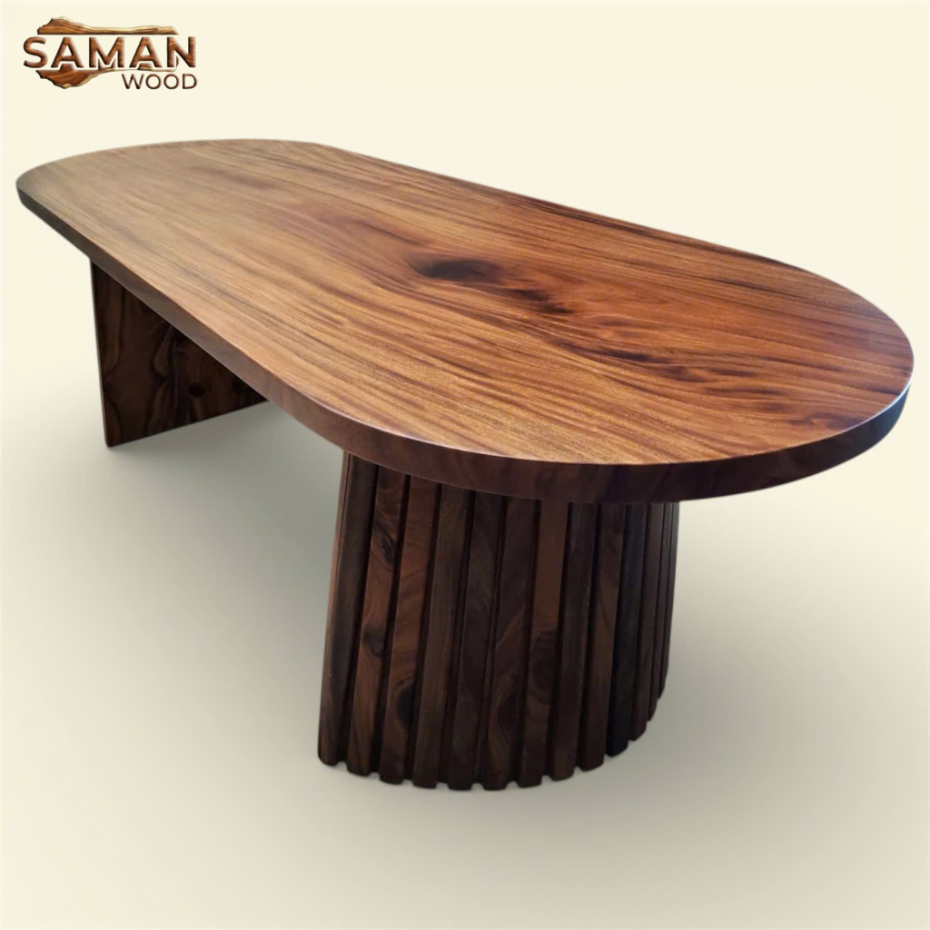Bàn Oval Hiện Đại Gỗ Tự Nhiên Nguyên Tấm 2200x800x50mm