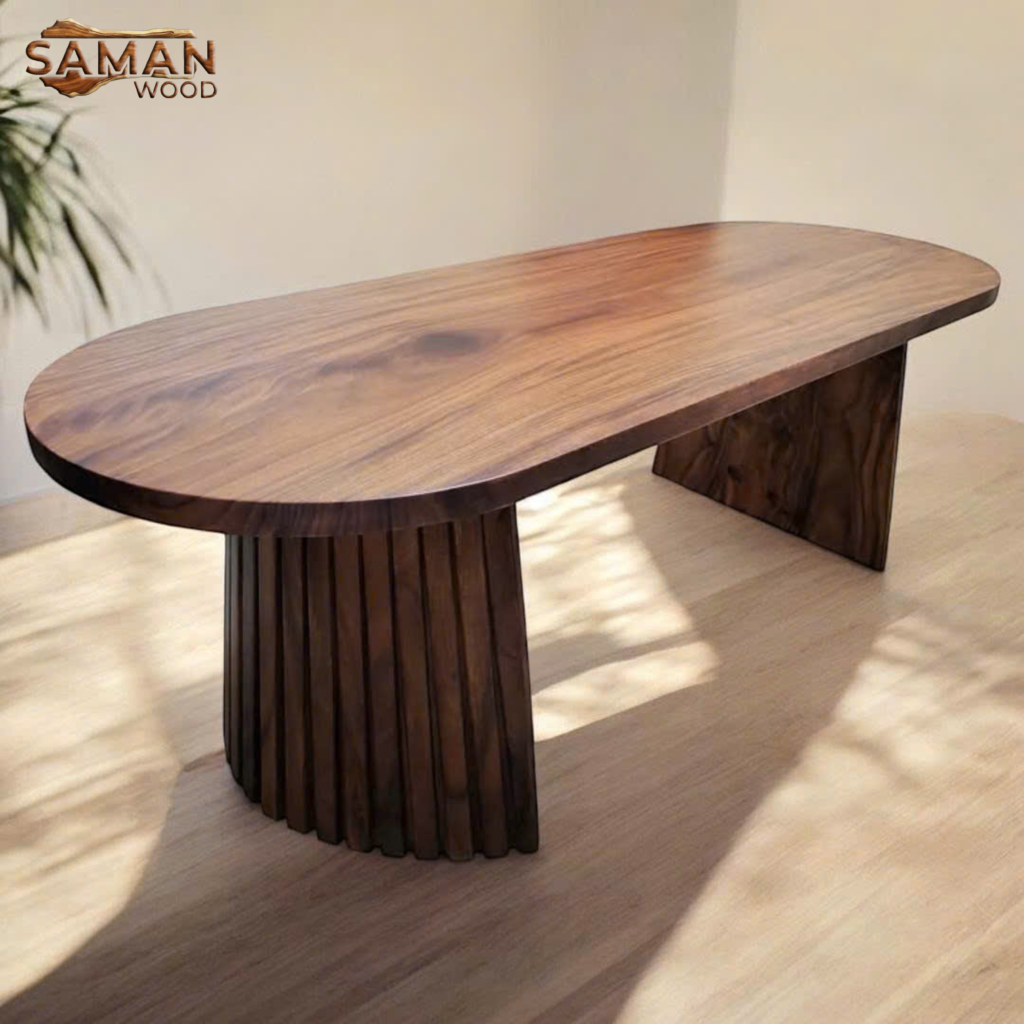 Bàn Oval Hiện Đại Gỗ Tự Nhiên Nguyên Tấm 2200x800x50mm