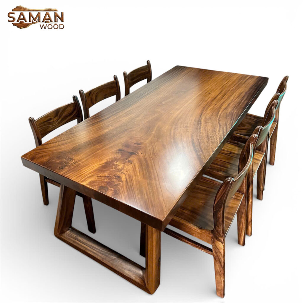 Bộ Bàn Ăn Gỗ Tự Nhiên Nguyên Tấm + 6 Ghế Benla Gỗ