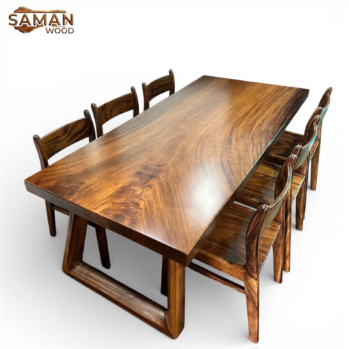 Bộ Bàn Ăn Gỗ Tự Nhiên Nguyên Tấm + 6 Ghế Benla Gỗ