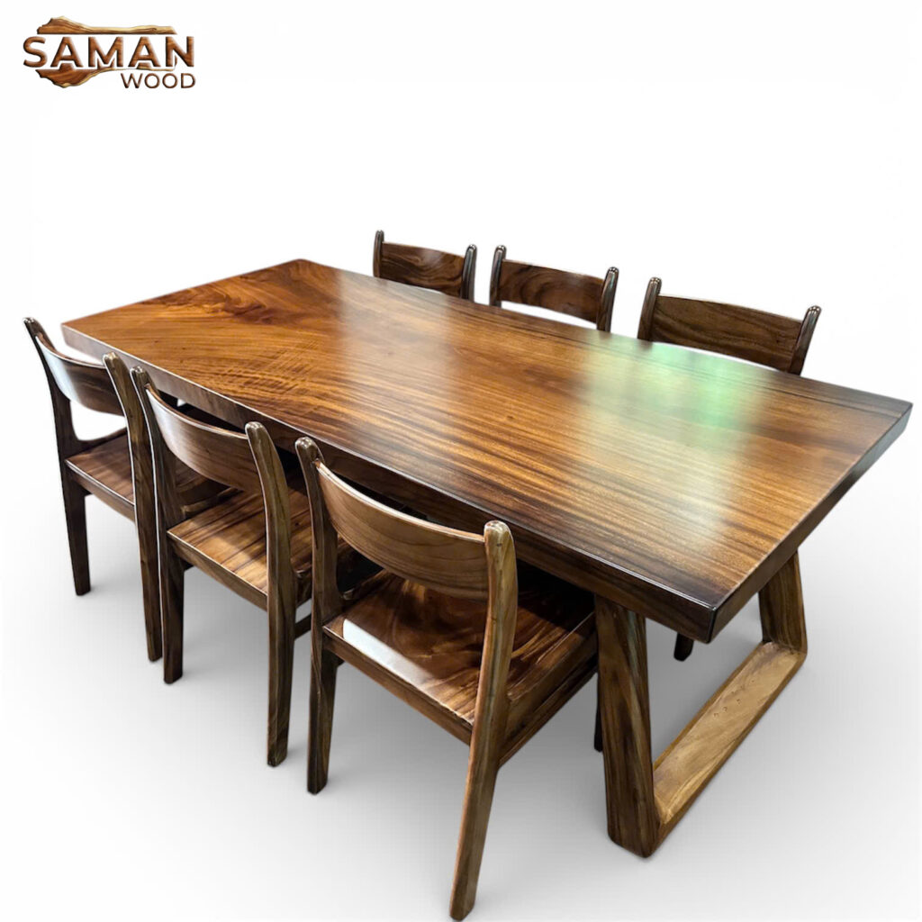 Bộ Bàn Ăn Gỗ Tự Nhiên Nguyên Tấm + 6 Ghế Benla Gỗ