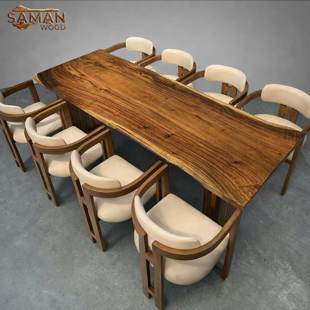 Bộ Bàn Ăn Gỗ Tự Nhiên Nguyên Tấm + 8 Ghế Pamplona