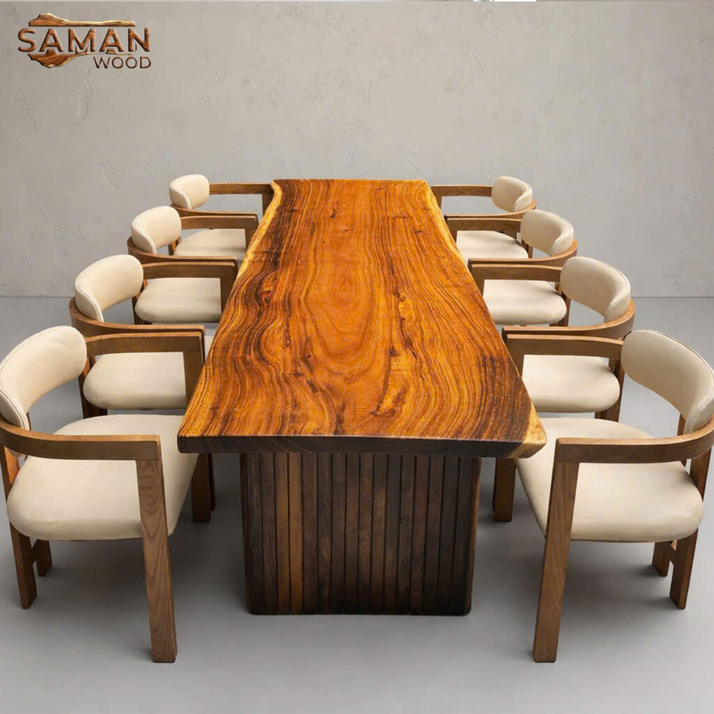 Bộ Bàn Ăn Gỗ Tự Nhiên Nguyên Tấm + 8 Ghế Pamplona