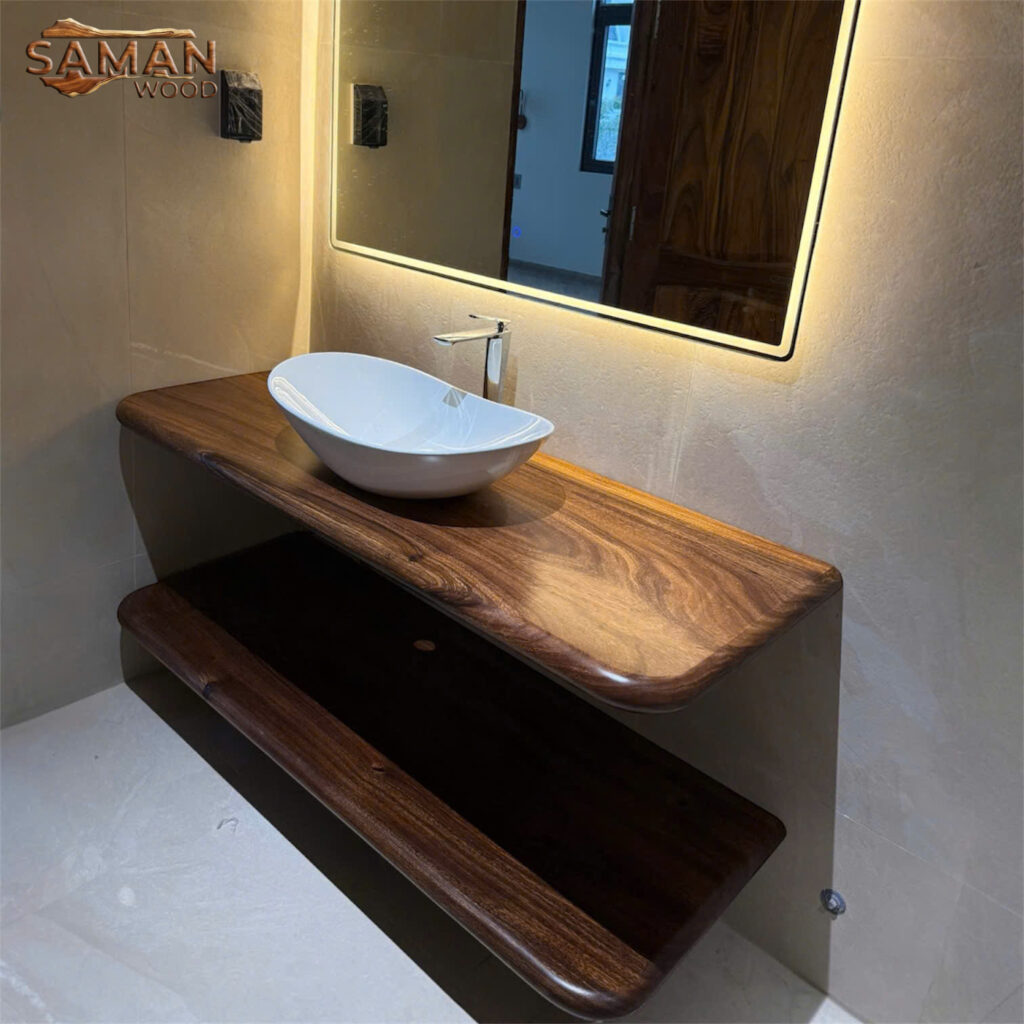 Mặt Bàn Lavabo Gỗ Tự Nhiên Nguyên Tấm (Gỗ Me Tây)