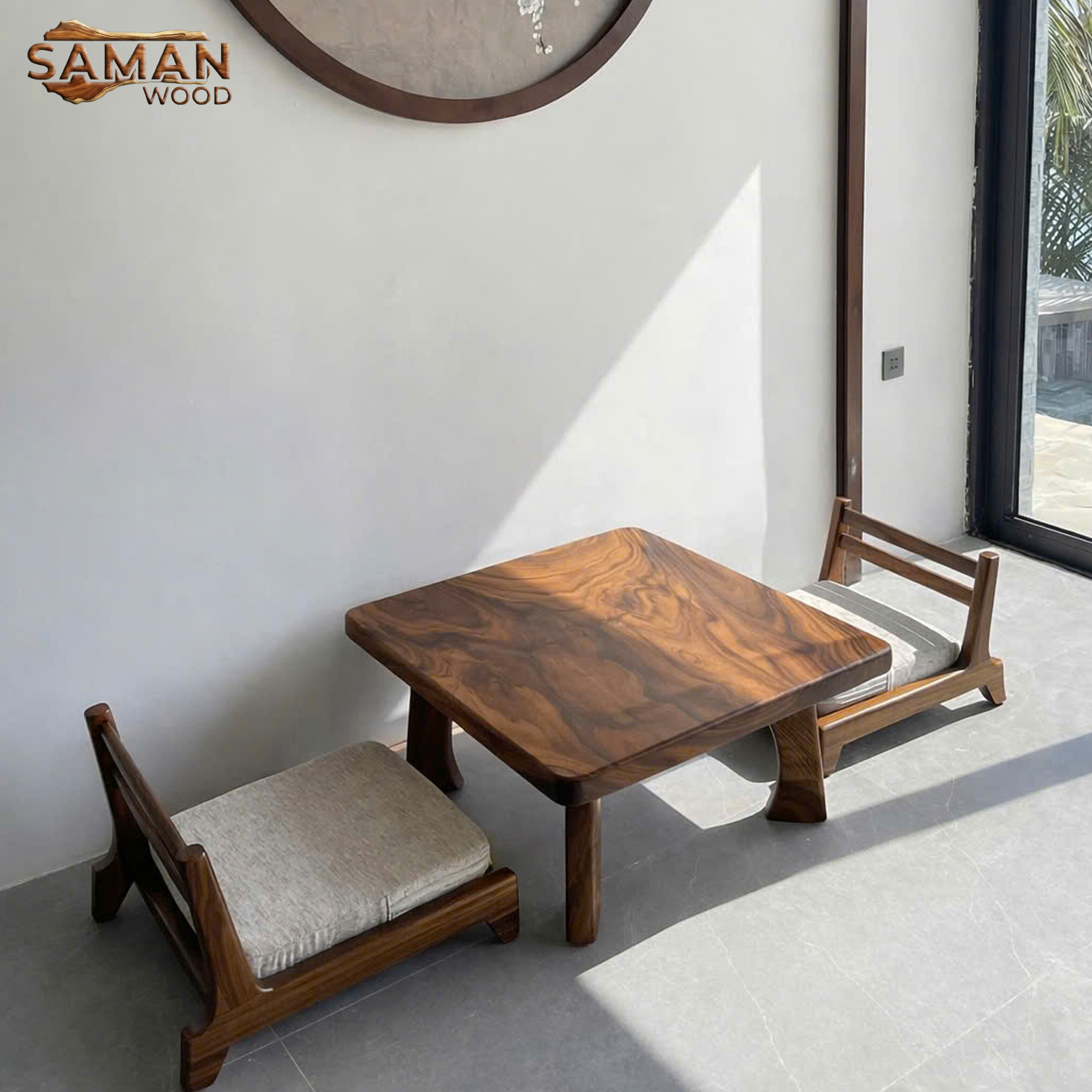 Bộ Bàn Trà Đạo Nhật 60x60cm + 2 Ghế