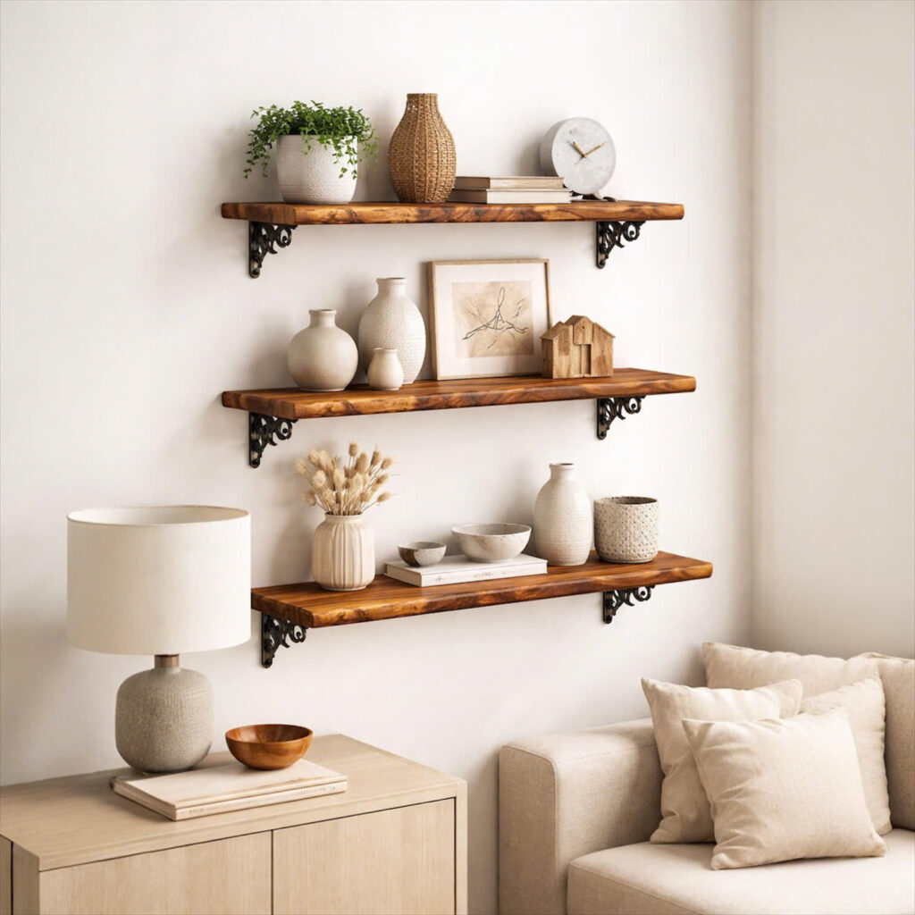 Kệ Treo Tường Gỗ Me Tây Tự Nhiên