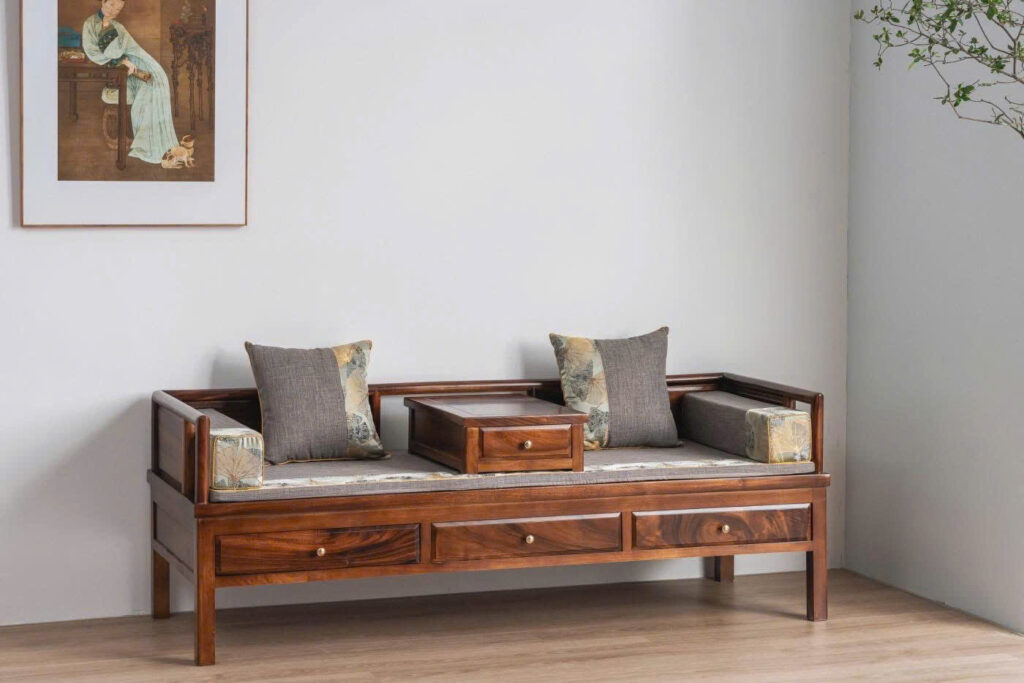 Sofa Gỗ Tự Nhiên - Sập Ba Thành (Trường Kỷ) Gỗ Me Tây