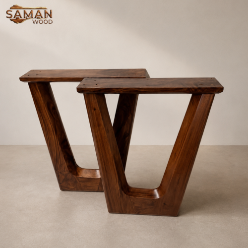 Chân Bàn Gỗ V - Bo Cong Viền Trong - Dày 5cm - Đáy Ghế Cao 15cm - Mặt Trên Dài 65cm