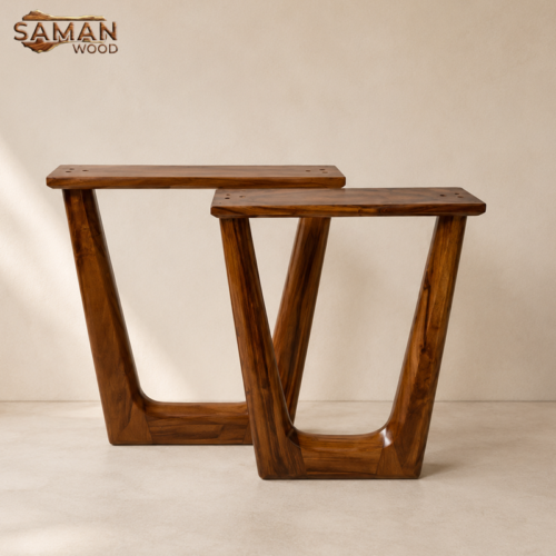 Chân Bàn Gỗ V - Bo Cong Viền Trong - Dày 7cm - Đáy Ghế Cao 12cm - Đế Trên 65cm
