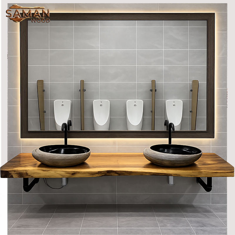 Kệ Lavabo Gỗ Tự Nhiên Me Tây Nguyên Khối 2000mmx500-600mm (2mx50-60cm)