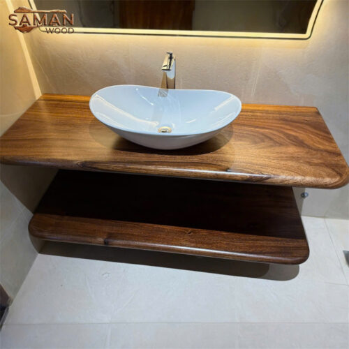 Kệ Lavabo Gỗ Tự Nhiên Me Tây 2 Tầng 1400mmx550mm (1m4x55)