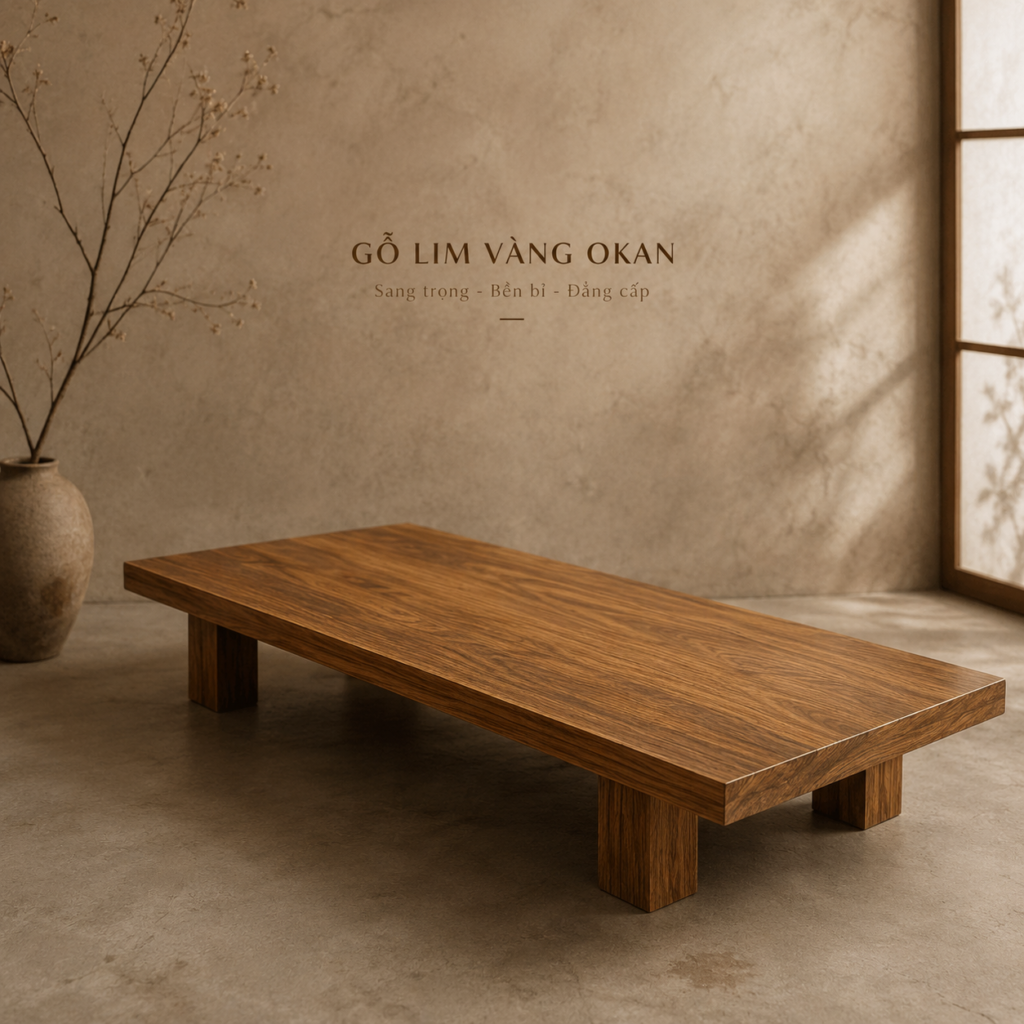 Phản Gỗ Lim Vàng Okan 2m2 x 90cm – Sang Trọng, Bền Bỉ Chuẩn Nội Thất Cao Cấp