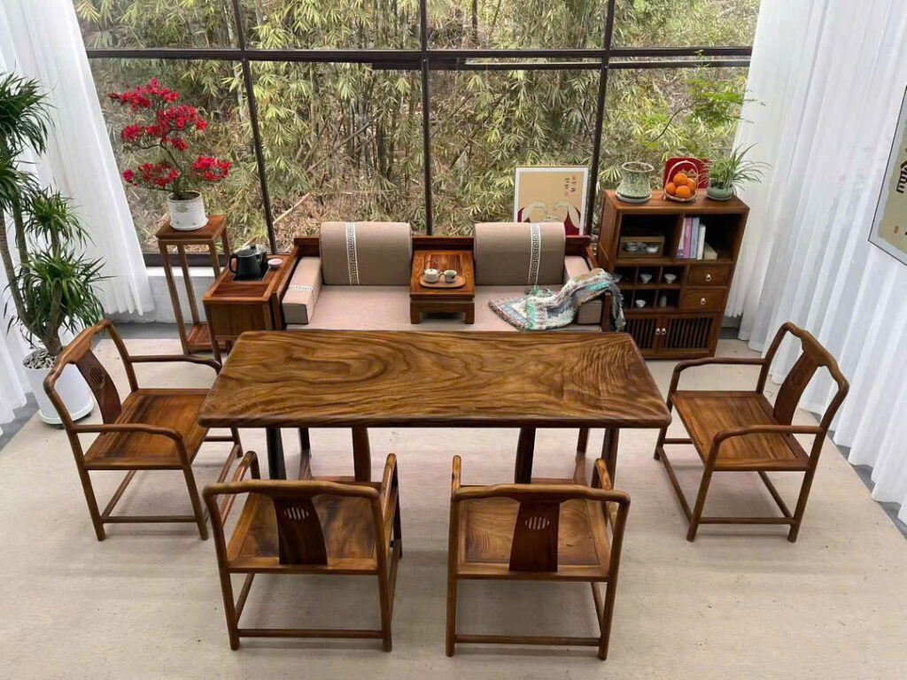 Bộ bàn trà nguyên tấm kiểu Trung Hoa / Wabi Sabi – Zen Nhật