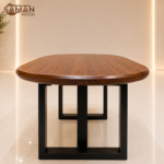 Bàn Gỗ Lim Nguyên Tấm 1800 x 800 x 70mm – Bo Oval/Ellipse 2 Đầu + Vát Cạnh Trên Dưới – Tặng Chân Sắt Chữ T