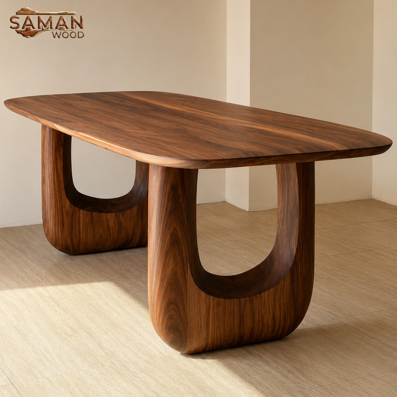 Bàn Ăn Cao Cấp 2mx90cm dày 5cm Bo Vát Cạnh + Chân Dày 10cm Bo Cong