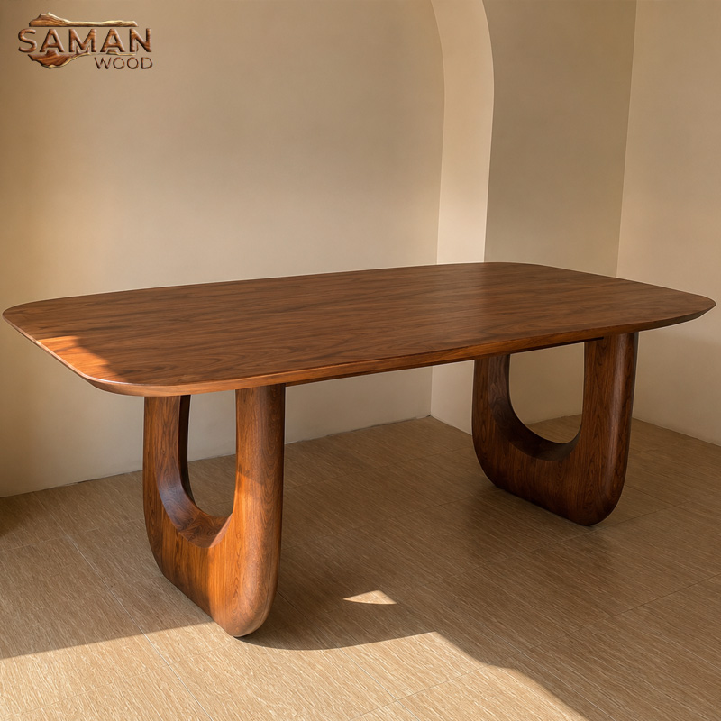 Bàn Ăn Cao Cấp 2mx90cm dày 5cm Bo Vát Cạnh + Chân Dày 10cm Bo Cong