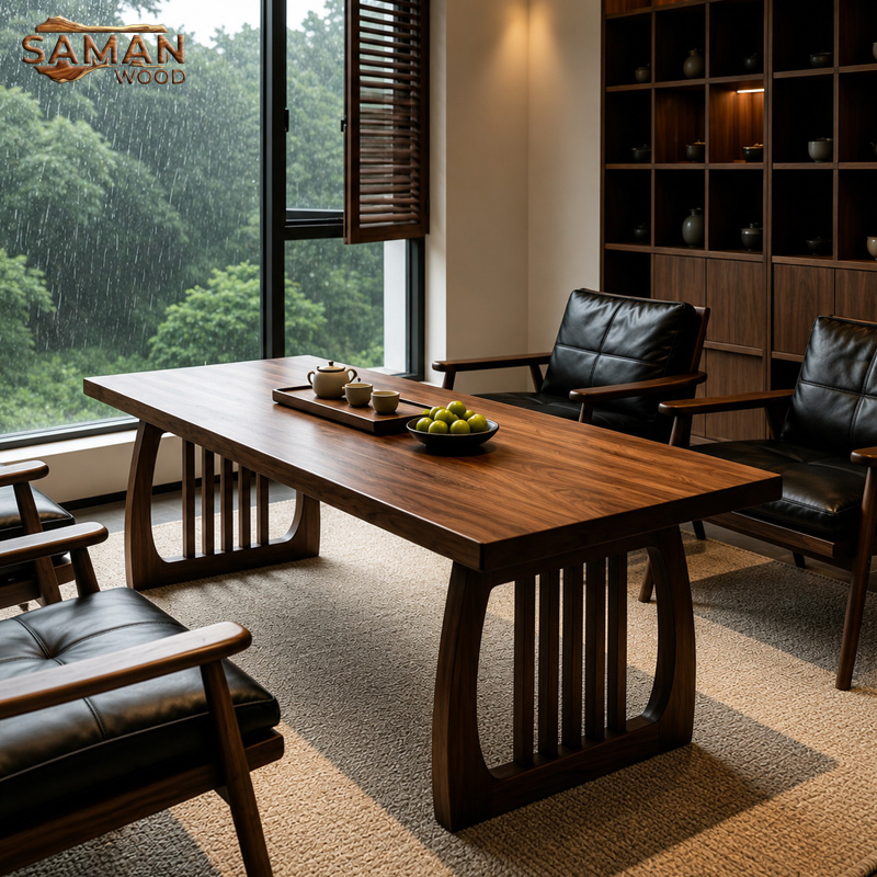 Bàn Trà Đạo Gỗ Tự Nhiên Me Tây Nguyên Tấm
